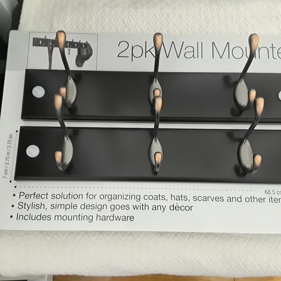 Wall Mounted Hook Rails - 2 pack - Picture 2 of 7